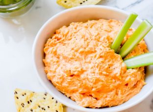 Hazelnut Cannoli Dip with celery sticks.